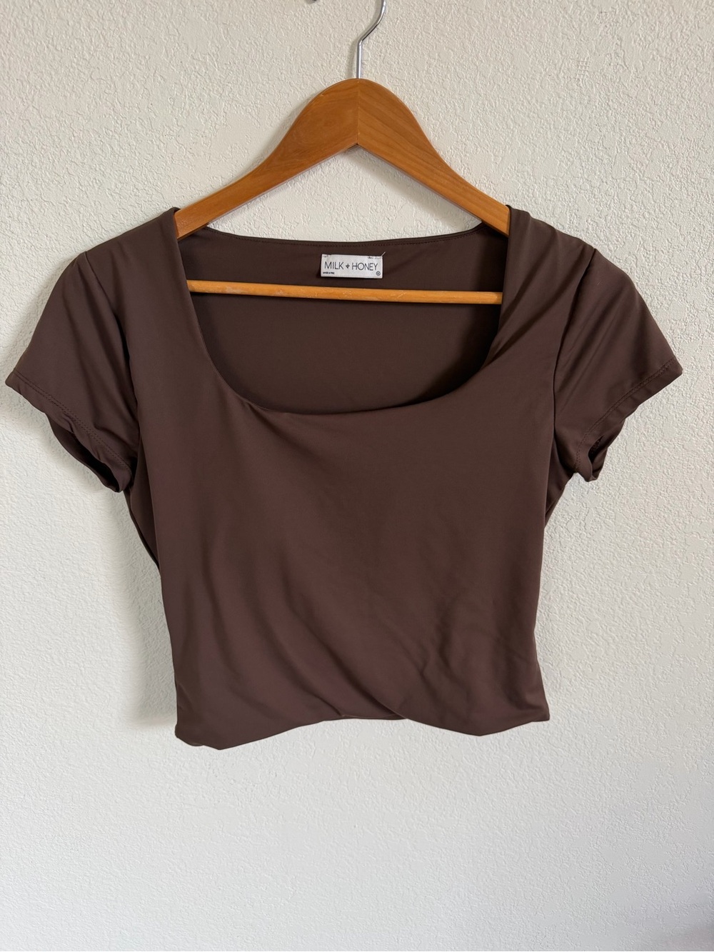 Brown Scoop-Neck Crop Top